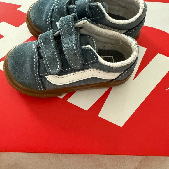 Vans Old Skool Velcro Suede Infant/Toddler Shoes Size 5, Color: Gum Blue/True - Picture 3 of 6